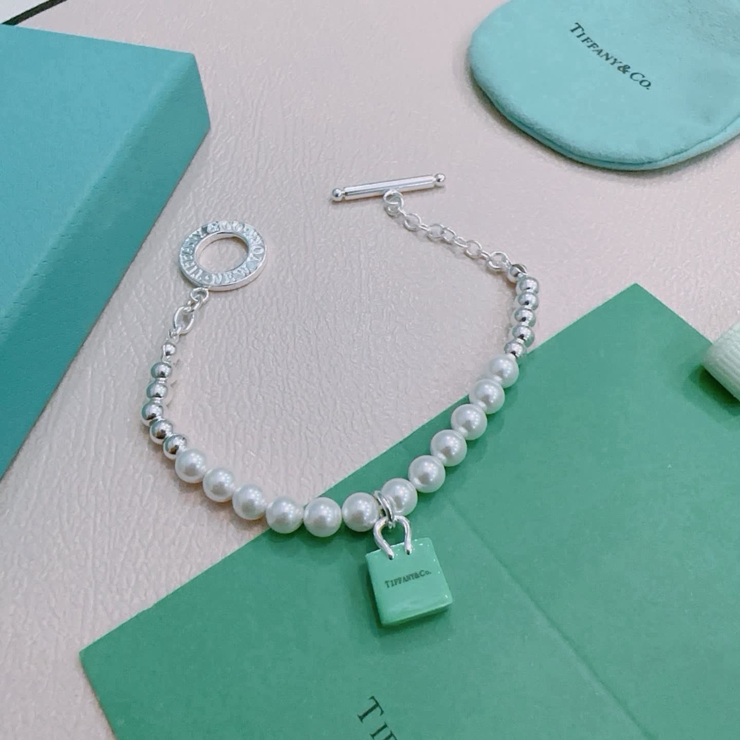 Tiffany & Co. Pearl Bracelet with Tag Charm
